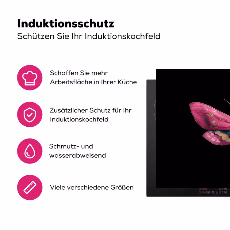 Vlinder - Roze - Nachtvlinder Inductie beschermer vinyl 3mm klein -zzzzzzz-lf-ups