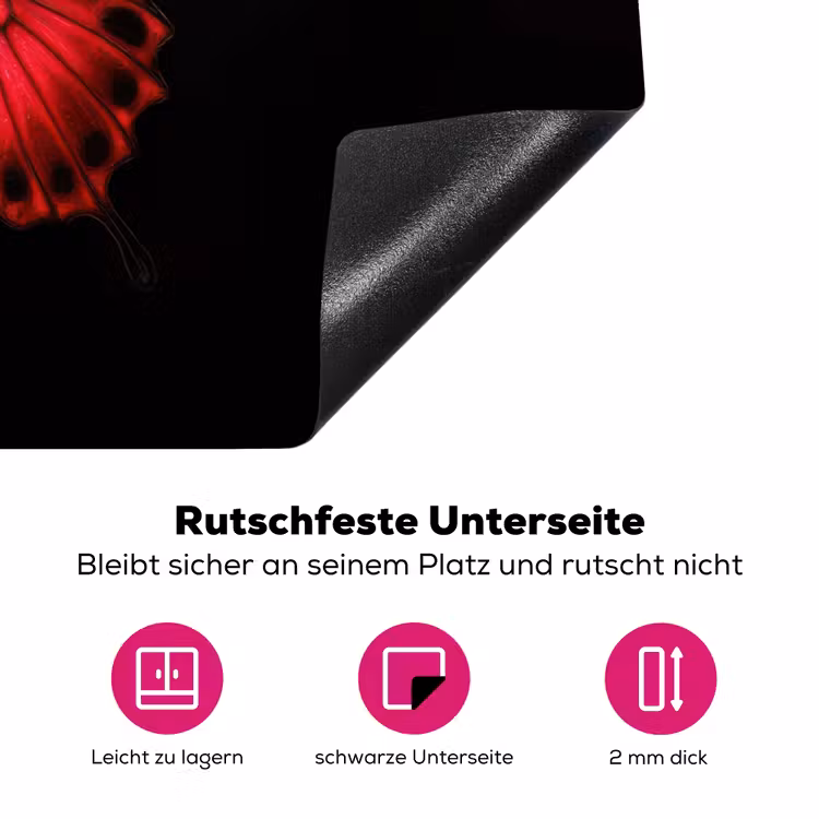 Vlinder - Rood - Contrast Inductie beschermer vinyl 3mm klein -zzzzzzz-lf-onderkant