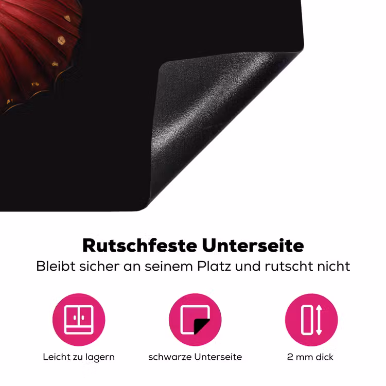 Vlinder - Rood - Minimalistisch Inductie beschermer vinyl 3mm klein -zzzzzzz-lf-onderkant