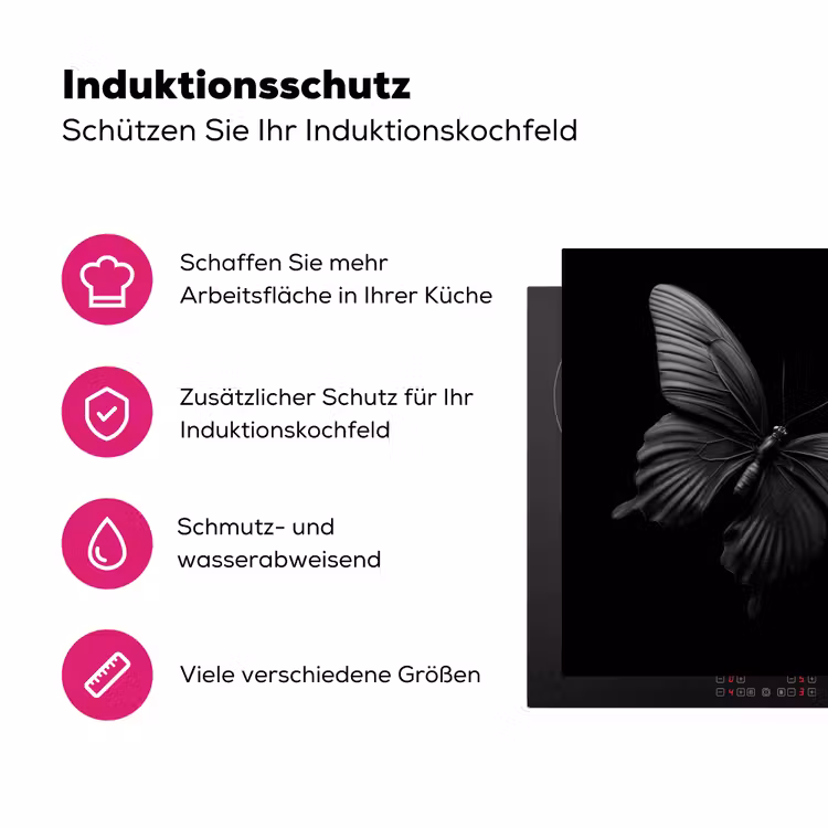 Vlinder - Zwart - Insect - Dieren Inductie beschermer vinyl 3mm klein -zzzzzzz-lf-ups