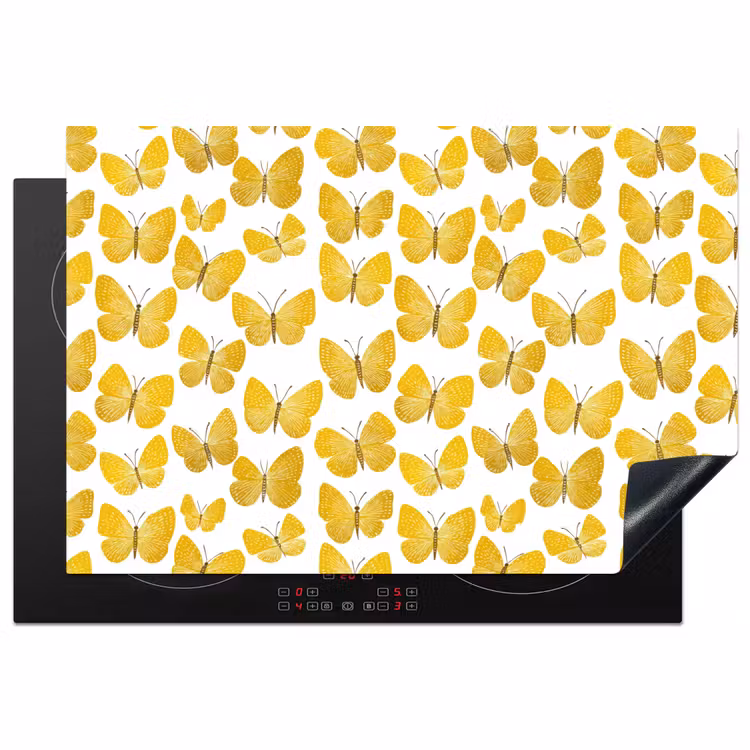 Vlinders - Botanisch - Illustratie - Geel - Wit Inductie beschermer vinyl 3mm klein 276 -3d