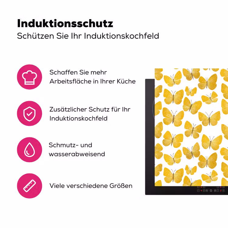 Vlinders - Botanisch - Illustratie - Geel - Wit Inductie beschermer vinyl 3mm klein 276 -zzzzzzz-lf-ups