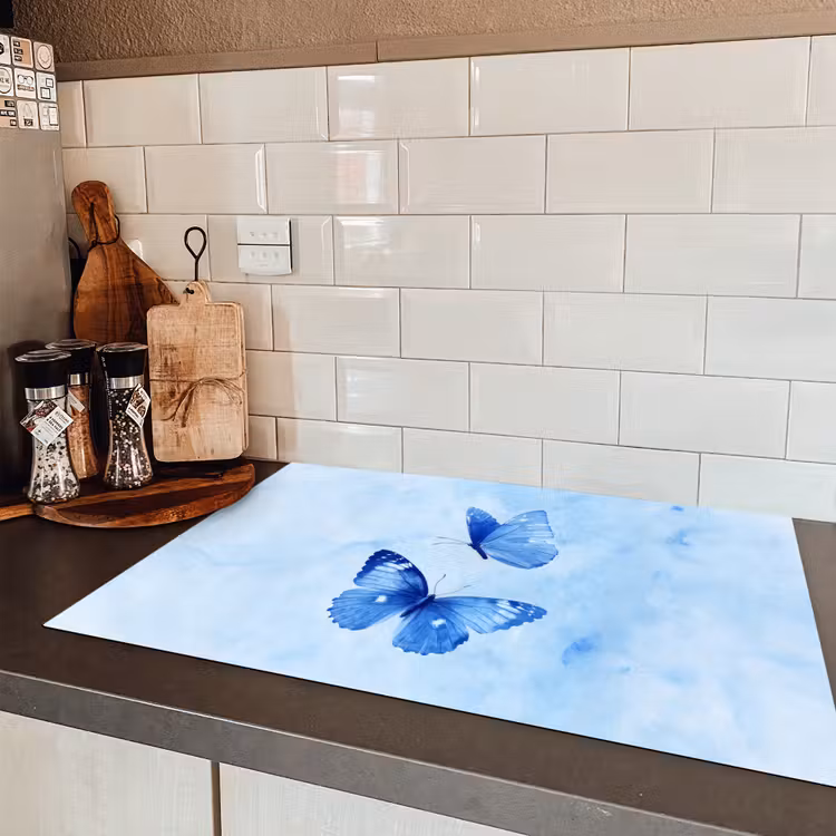 Vlinders - Sierlijk - Blauw Inductie beschermer vinyl 3mm klein -sfeer3
