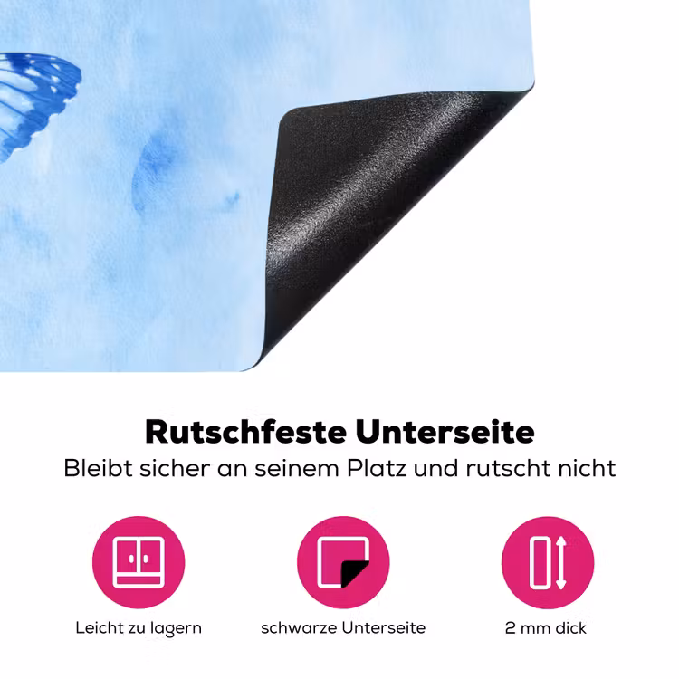 Vlinders - Sierlijk - Blauw Inductie beschermer vinyl 3mm klein -zzzzzzz-lf-onderkant