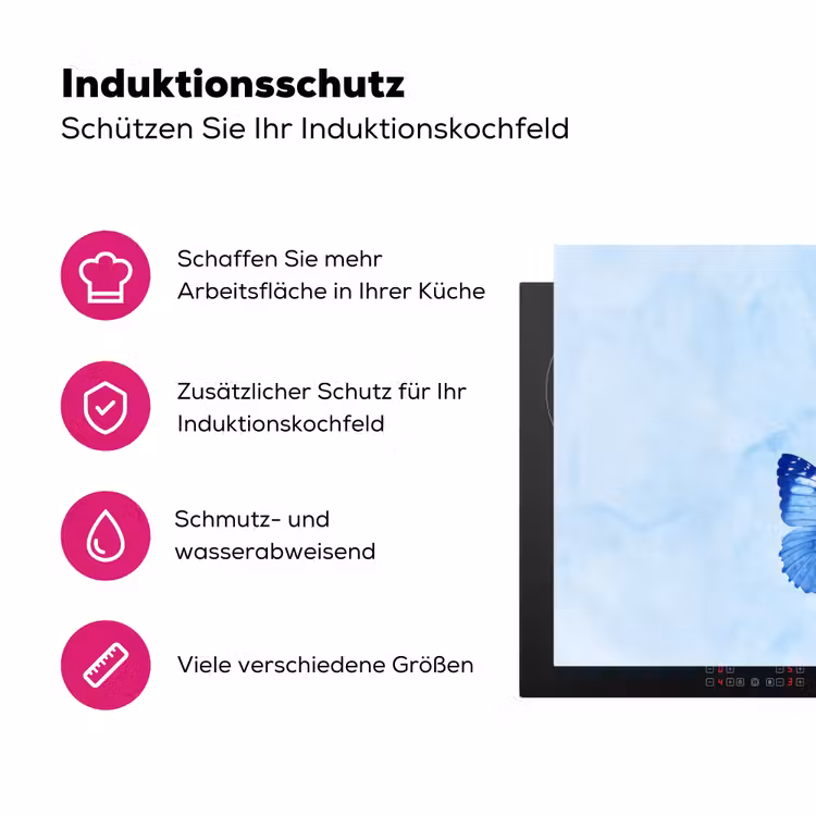 Vlinders - Sierlijk - Blauw Inductie beschermer vinyl 3mm klein -zzzzzzz-lf-ups
