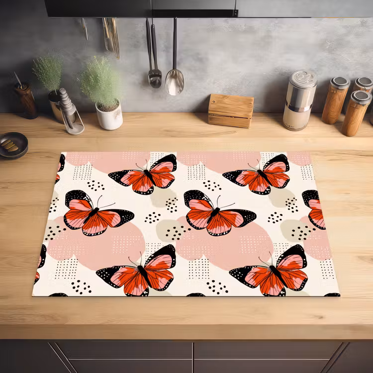 Vlinders - Retro - Kleurrijk Inductie beschermer vinyl 3mm klein 276 -sfeer5