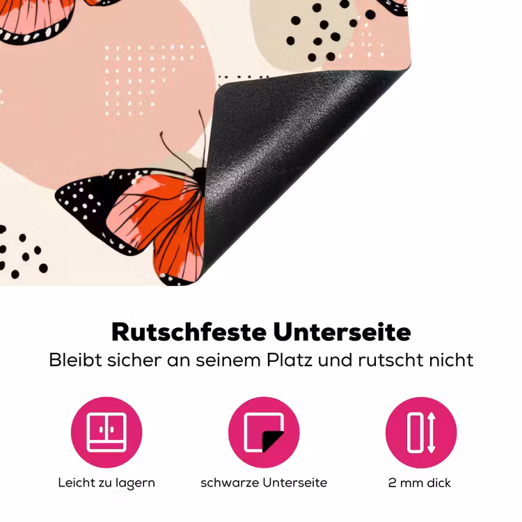 Vlinders - Retro - Kleurrijk Inductie beschermer vinyl 3mm klein 276 -zzzzzzz-lf-onderkant