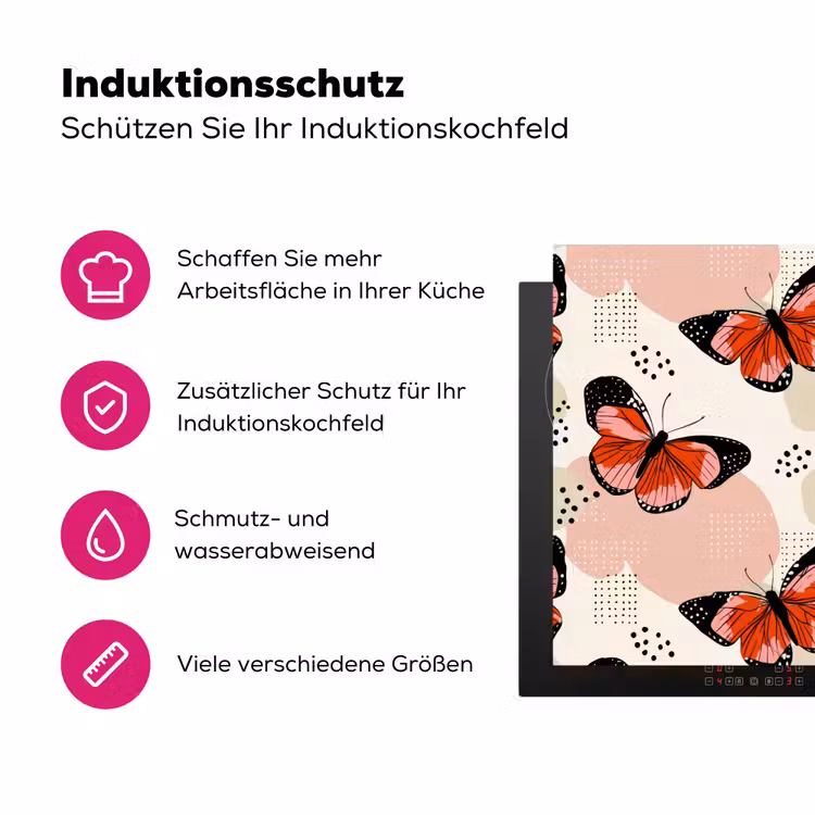 Vlinders - Retro - Kleurrijk Inductie beschermer vinyl 3mm klein 276 -zzzzzzz-lf-ups
