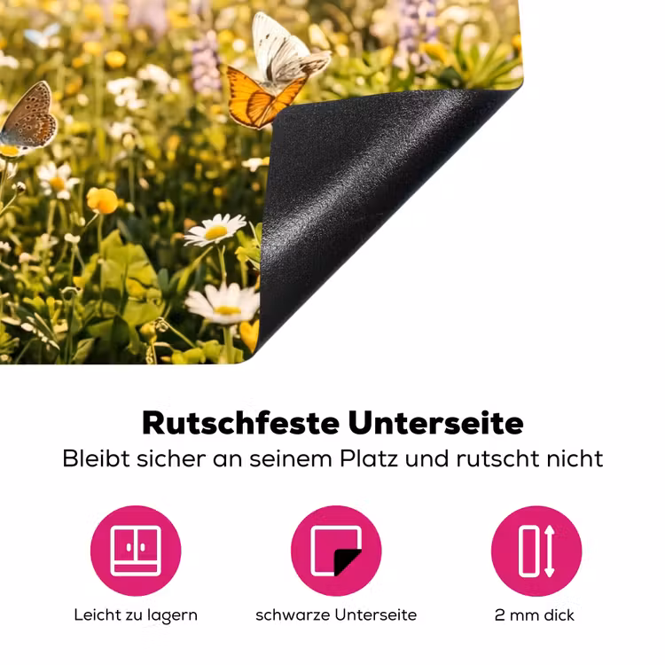 Vlinders - Waterval - Bloemenveld Inductie beschermer vinyl 3mm klein -zzzzzzz-lf-onderkant