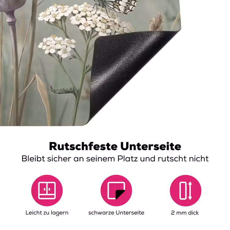 Vlinders - Wildbloemen - Illustratie - Kleurrijk Inductie beschermer vinyl 3mm klein -zzzzzzz-lf-onderkant