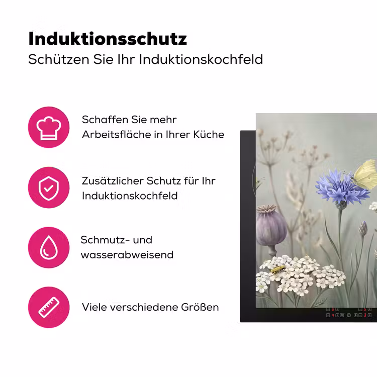 Vlinders - Wildbloemen - Illustratie - Kleurrijk Inductie beschermer vinyl 3mm klein -zzzzzzz-lf-ups