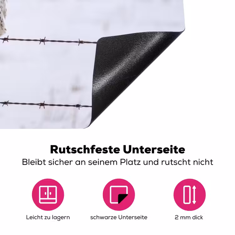 Sneeuwuil - Hek - Sneeuw - Wit Inductie beschermer vinyl 3mm klein -zzzzzzz-lf-onderkant
