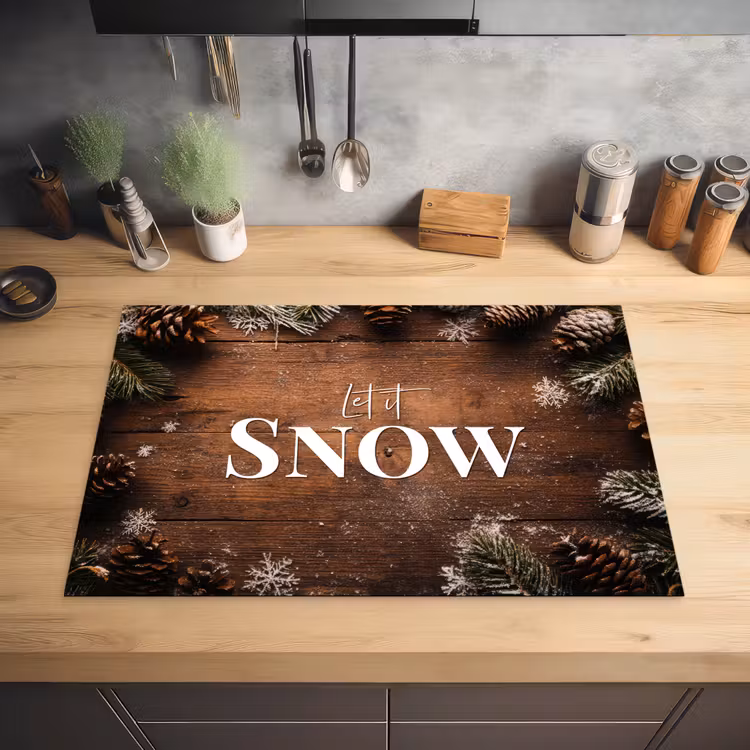 Sneeuw - Houtlook - Quote - Let it snow Inductie beschermer vinyl 3mm klein -sfeer5