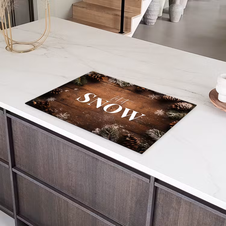 Sneeuw - Houtlook - Quote - Let it snow Inductie beschermer vinyl 3mm klein -sfeer8
