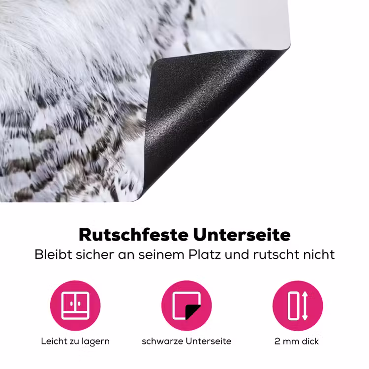 Sneeuwuil - Oog - Wildlife - Wit Inductie beschermer vinyl 3mm klein -zzzzzzz-lf-onderkant