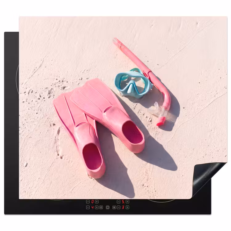 Snorkelset - Strand - Zomer - Roze Inductie beschermer vinyl 3mm middel -3d