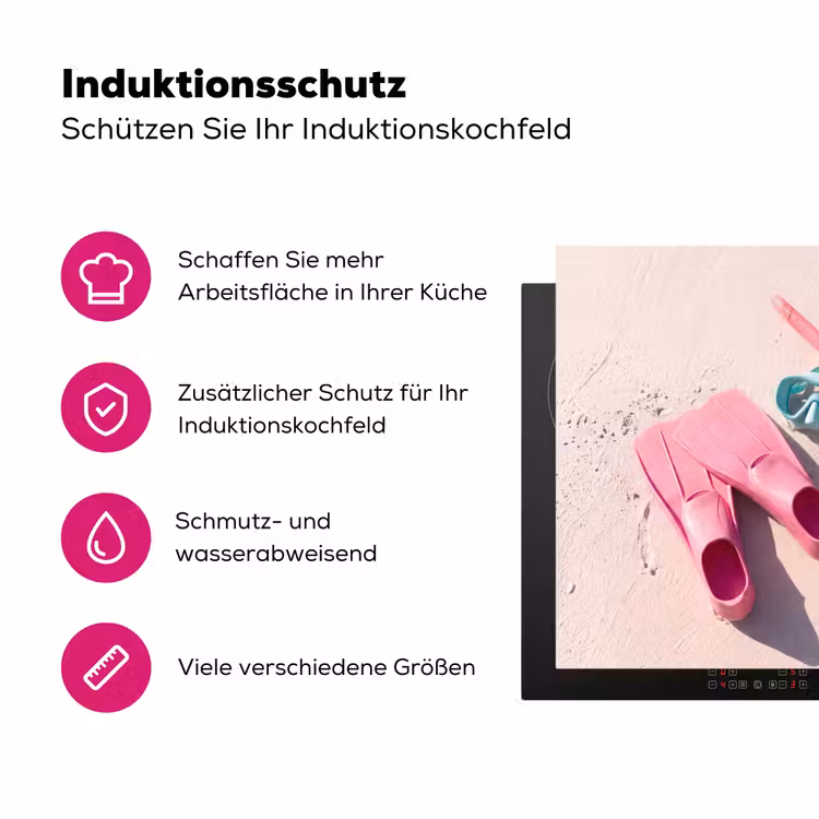 Snorkelset - Strand - Zomer - Roze Inductie beschermer vinyl 3mm middel -zzzzzzz-lf-ups