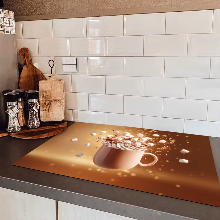 Chocomelk - Drinken - Warm - Bruin Inductie beschermer vinyl 3mm klein -sfeer3