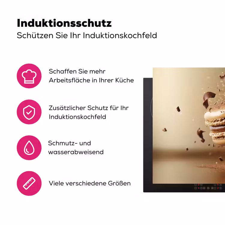 Chocolade - Macarons - Eten - Snoep Inductie beschermer vinyl 3mm klein -zzzzzzz-lf-ups