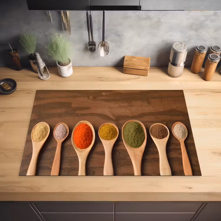 Pollepel - Kruiden - Eten - Specerijen - Tafel Inductie beschermer vinyl 3mm klein -sfeer5