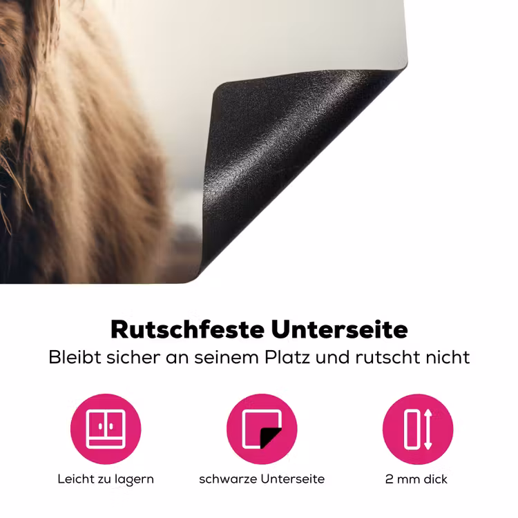 Schotse hooglander - Hoorns - Landschap Inductie beschermer vinyl 3mm klein -zzzzzzz-lf-onderkant