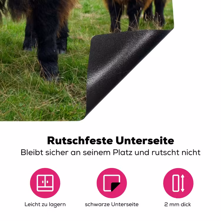 Schotse hooglander - Koeien - Natuur - Groen - Gras Inductie beschermer vinyl 3mm klein -zzzzzzz-lf-onderkant