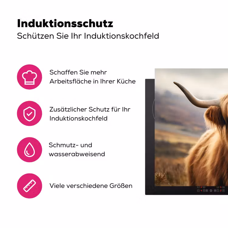 Schotse hooglander - Landschap - Dier Inductie beschermer vinyl 3mm klein -zzzzzzz-lf-ups