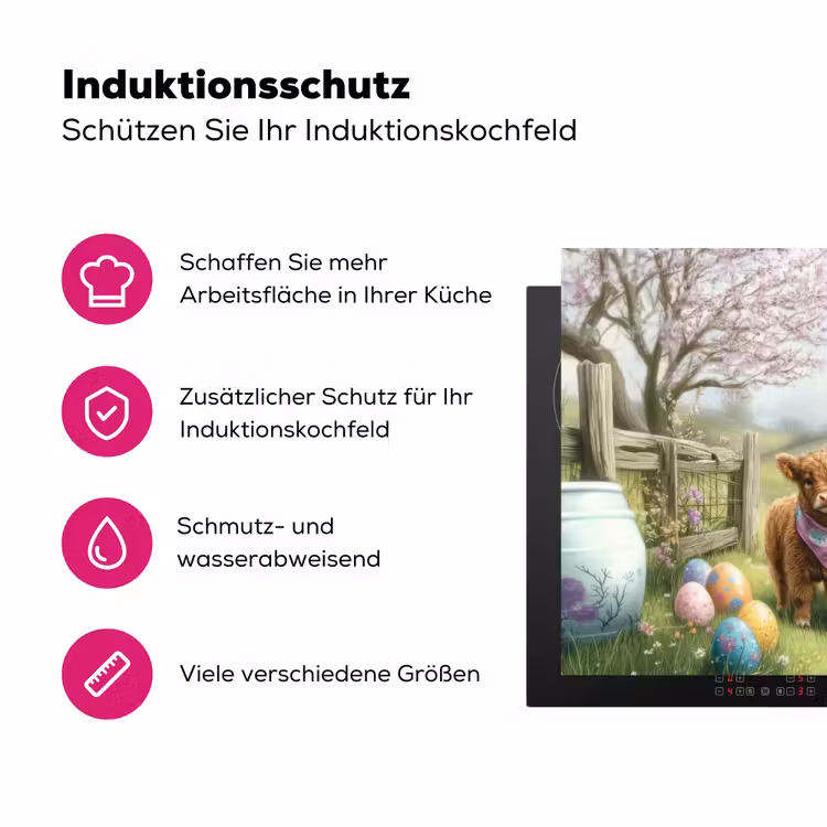 Schotsehooglanders - Paaseieren - Lente Inductie beschermer vinyl 3mm klein -zzzzzzz-lf-ups