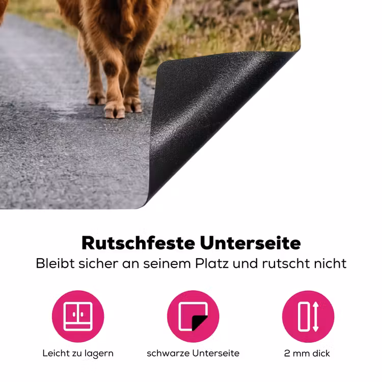 Schotse Hooglanders - Weg - Landschap - Kudde Inductie beschermer vinyl 3mm klein -zzzzzzz-lf-onderkant
