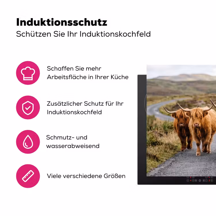 Schotse Hooglanders - Weg - Landschap - Kudde Inductie beschermer vinyl 3mm klein -zzzzzzz-lf-ups