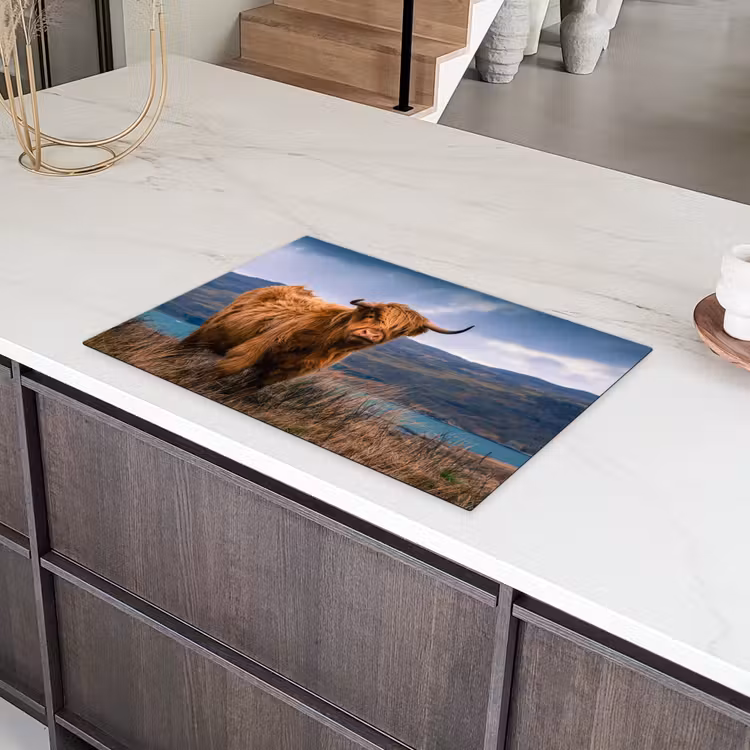 Schotse Hooglander - Berg - Water - Natuur - Koe Inductie beschermer vinyl 3mm klein -sfeer8