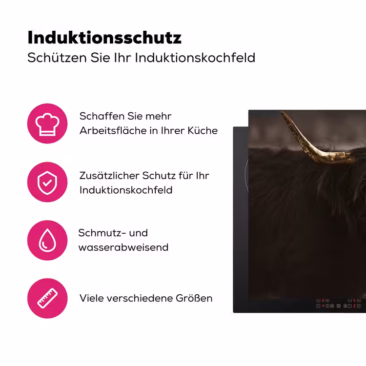 Schotse hooglander - Goud - Koebel - Hoorns - Dieren Inductie beschermer vinyl 3mm klein -zzzzzzz-lf-ups