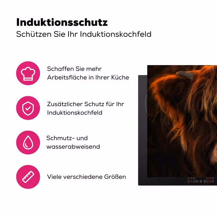 Schotse Hooglander - Koe - Portret - Dieren Inductie beschermer vinyl 3mm klein -zzzzzzz-lf-ups