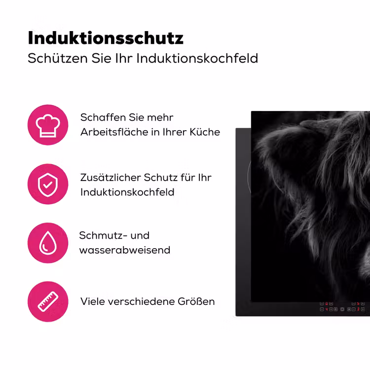 Schotse hooglander - Koe - Zwart - Wit - Dieren Inductie beschermer vinyl 3mm klein -zzzzzzz-lf-ups
