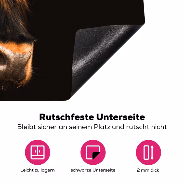 Schotse hooglander - Zwart - Koe - Hoorn - Dieren Inductie beschermer vinyl 3mm klein -zzzzzzz-lf-onderkant