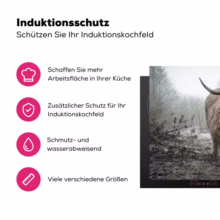 Schotse Hooglander - Bos - Mist - Koe - Dieren - Natuur Inductie beschermer vinyl 3mm klein -zzzzzzz-lf-ups