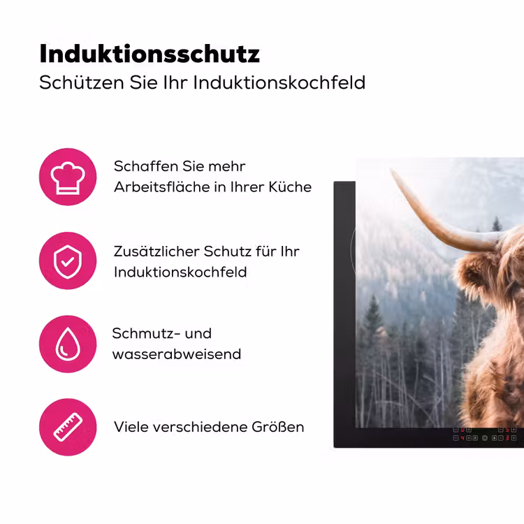 Schotse hooglander - Koe - Dieren - Berg - Natuur Inductie beschermer vinyl 3mm klein -zzzzzzz-lf-ups
