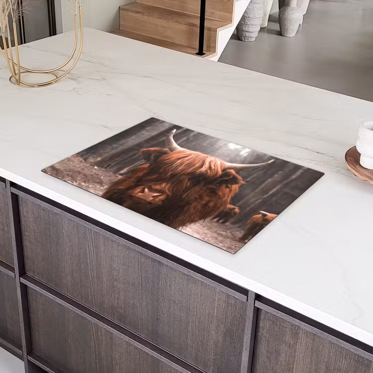 Schotse hooglander - Bos - Koe - Dieren - Natuur Inductie beschermer vinyl 3mm klein -sfeer8