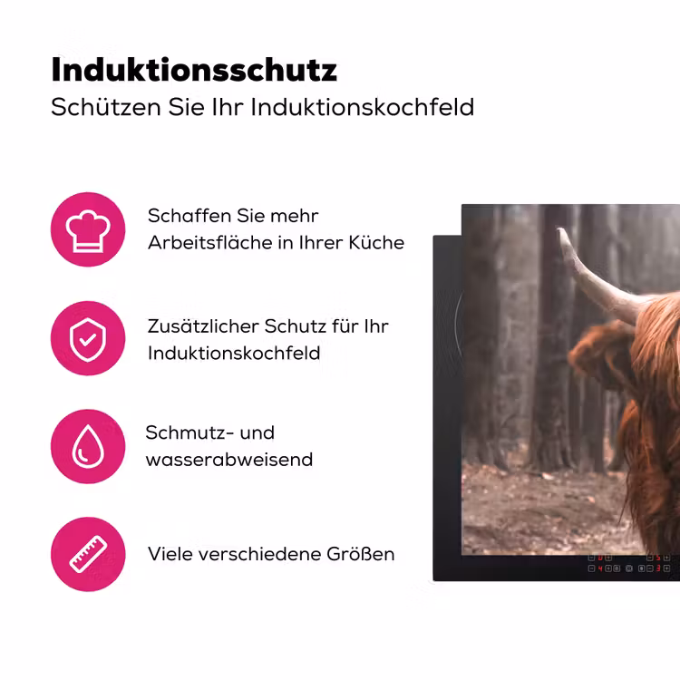Schotse hooglander - Bos - Koe - Dieren - Natuur Inductie beschermer vinyl 3mm klein -zzzzzzz-lf-ups