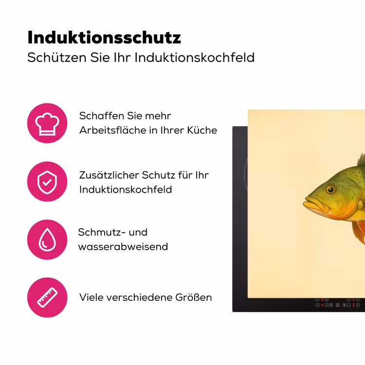 Schubben - Vis - Groen - Illustratie Inductie beschermer vinyl 3mm klein -zzzzzzz-lf-ups