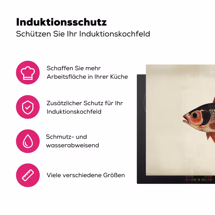Schubben - Rood - Vis - Vinnen Inductie beschermer vinyl 3mm klein -zzzzzzz-lf-ups