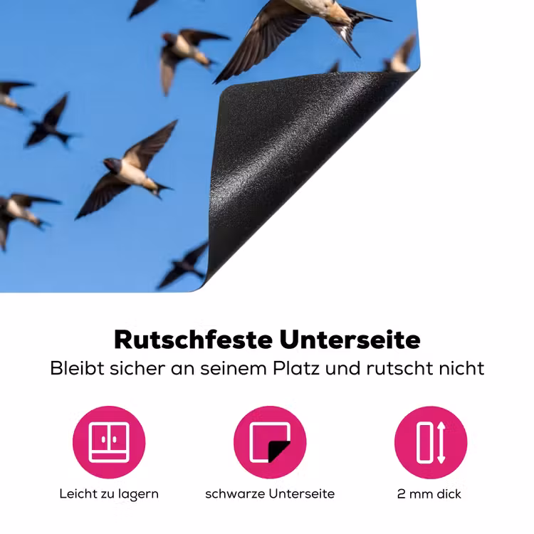 Zwaluwen - Vliegen - Blauw Inductie beschermer vinyl 3mm klein -zzzzzzz-lf-onderkant