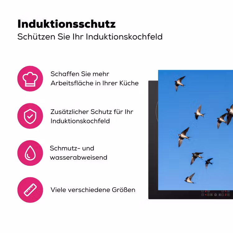 Zwaluwen - Vliegen - Blauw Inductie beschermer vinyl 3mm klein -zzzzzzz-lf-ups