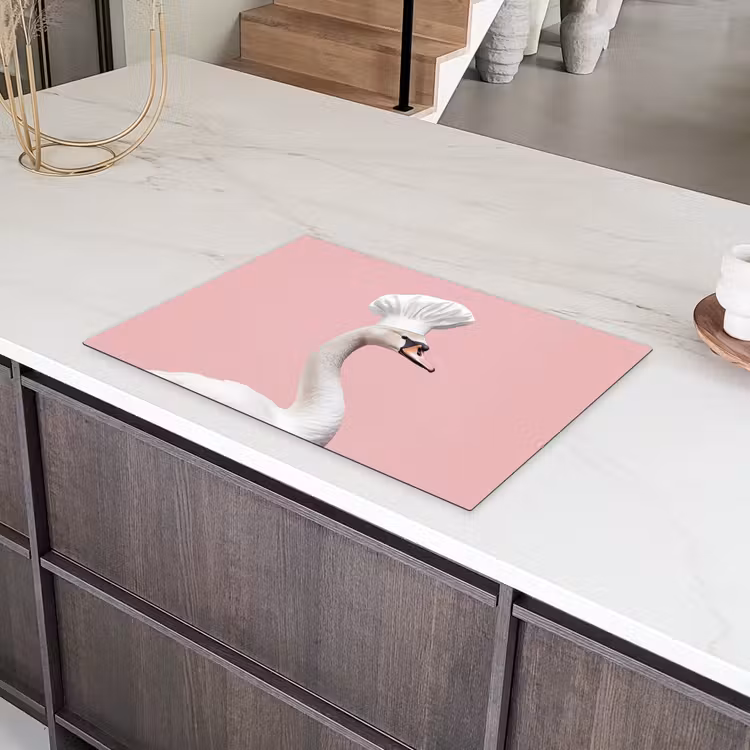 Zwaan - Koksmuts - Mooi - Klassiek Inductie beschermer vinyl 3mm klein -sfeer8