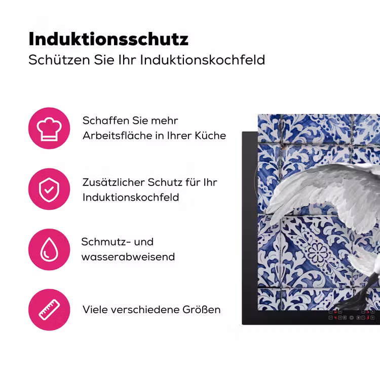 Zwaan - Kunst - Delfts blauw - Schilderij - Oude meesters Inductie beschermer vinyl 3mm klein -zzzzzzz-lf-ups