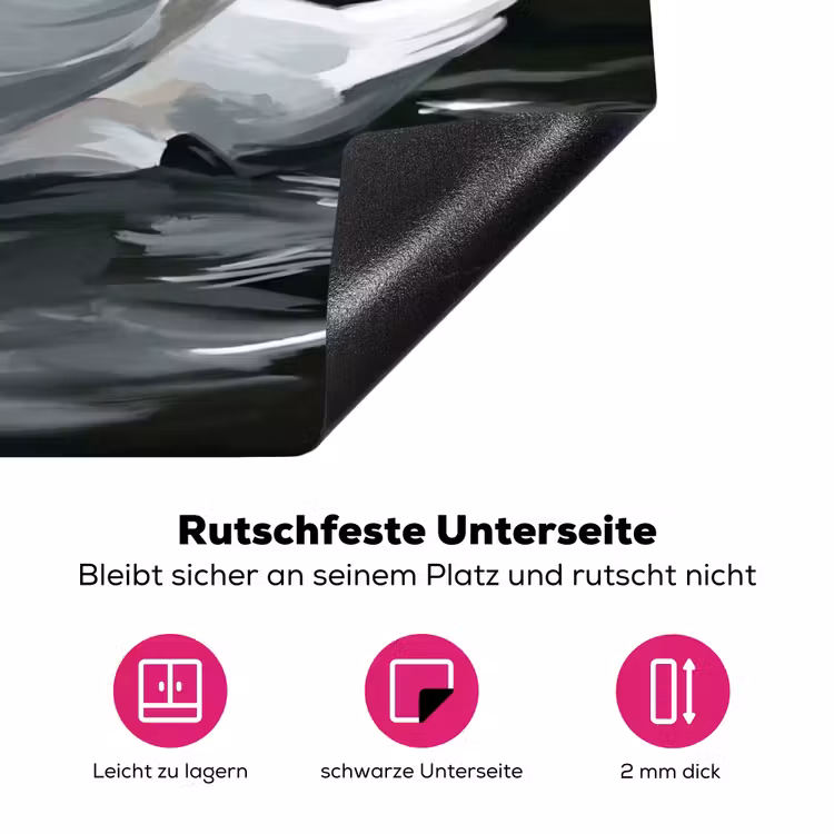 Zwaan - Water - Natuur - Realistisch - Wit Inductie beschermer vinyl 3mm klein -zzzzzzz-lf-onderkant