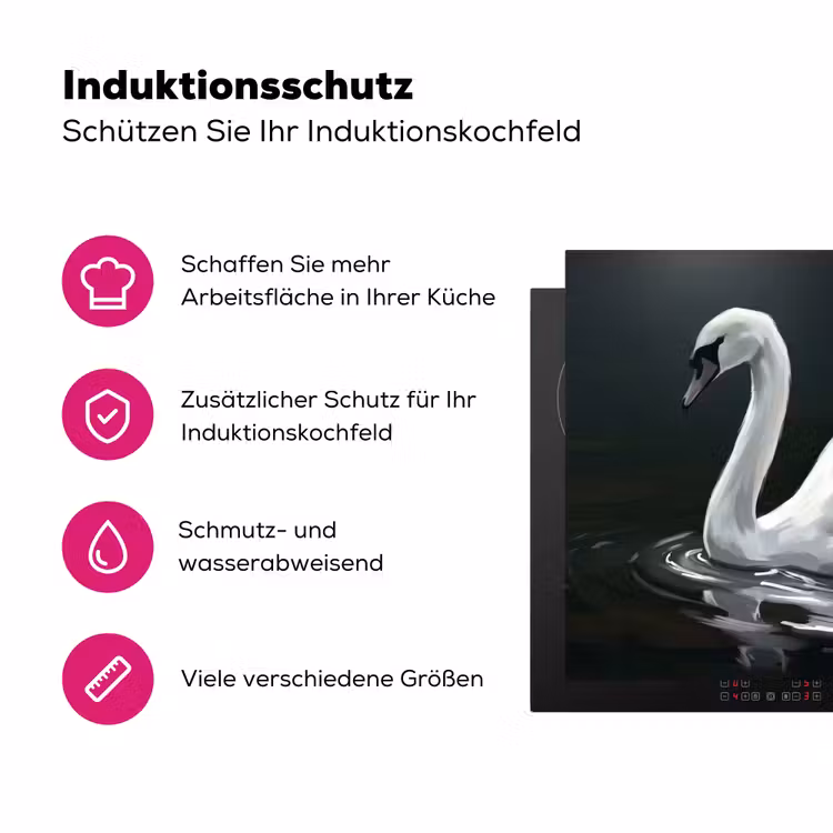 Zwaan - Water - Natuur - Realistisch - Wit Inductie beschermer vinyl 3mm klein -zzzzzzz-lf-ups