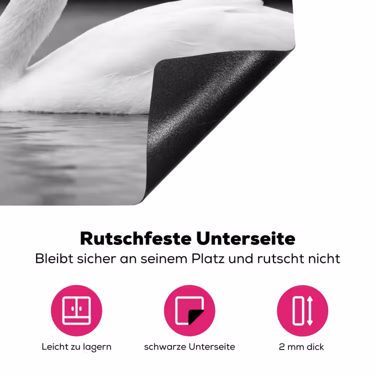 Zwanen - Hart - Zwart - Wit Inductie beschermer vinyl 3mm klein -zzzzzzz-lf-onderkant