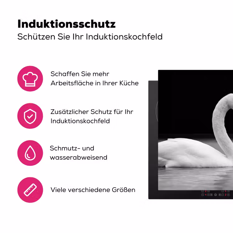 Zwanen - Hart - Zwart - Wit Inductie beschermer vinyl 3mm klein -zzzzzzz-lf-ups