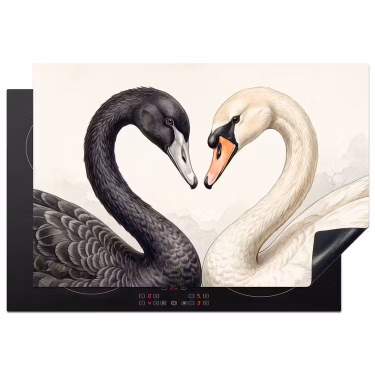 Zwanen - Hartvorm - Dieren Inductie beschermer vinyl 3mm klein -3d
